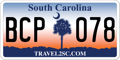SC license plate BCP078