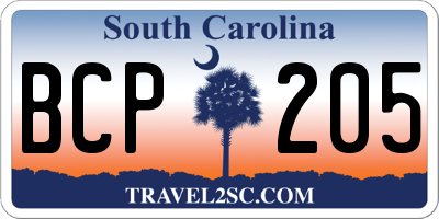 SC license plate BCP205