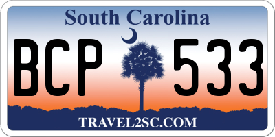 SC license plate BCP533
