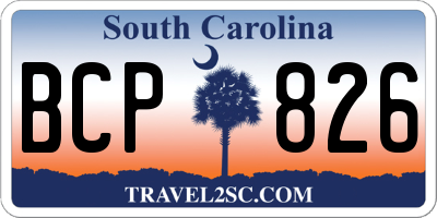 SC license plate BCP826