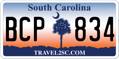 SC license plate BCP834