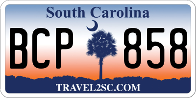 SC license plate BCP858