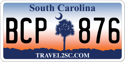 SC license plate BCP876
