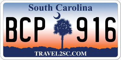 SC license plate BCP916