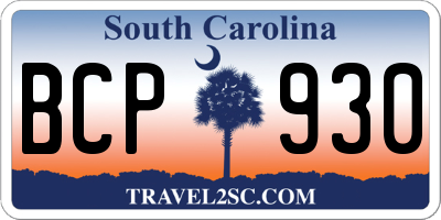 SC license plate BCP930
