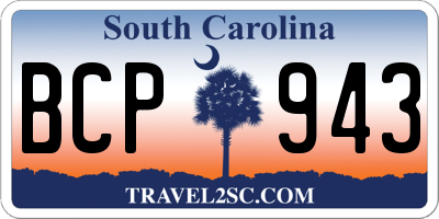 SC license plate BCP943