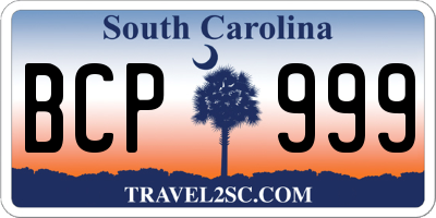 SC license plate BCP999