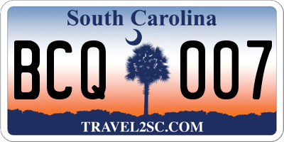 SC license plate BCQ007