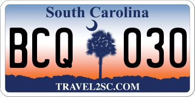 SC license plate BCQ030