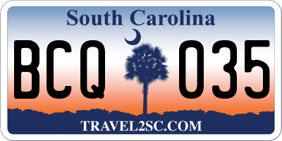 SC license plate BCQ035