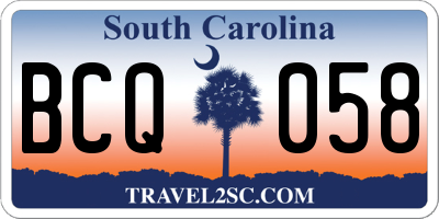 SC license plate BCQ058