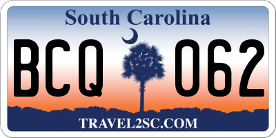 SC license plate BCQ062