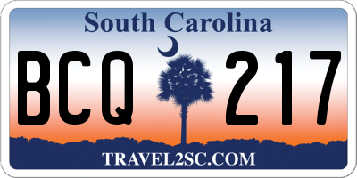 SC license plate BCQ217