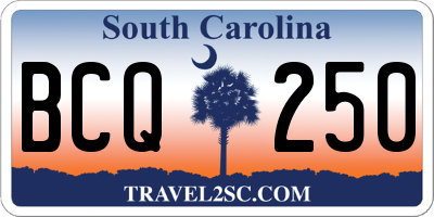 SC license plate BCQ250