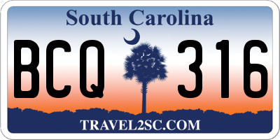 SC license plate BCQ316