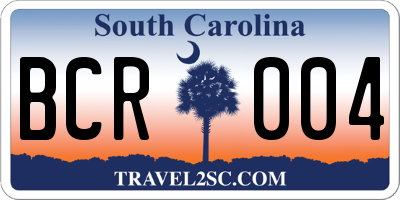 SC license plate BCR004