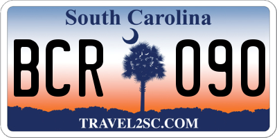 SC license plate BCR090
