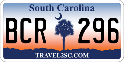 SC license plate BCR296