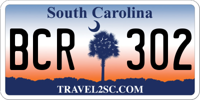 SC license plate BCR302