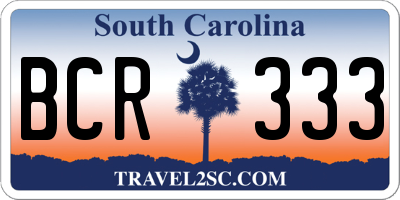 SC license plate BCR333