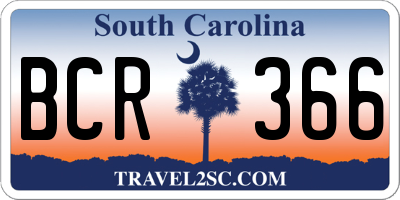 SC license plate BCR366