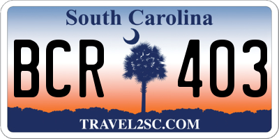 SC license plate BCR403