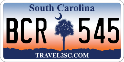 SC license plate BCR545