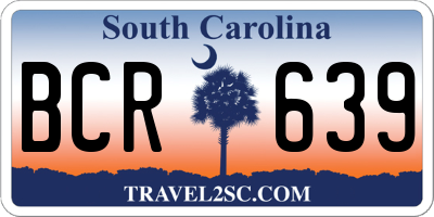 SC license plate BCR639