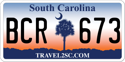 SC license plate BCR673