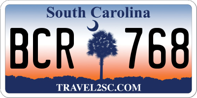 SC license plate BCR768