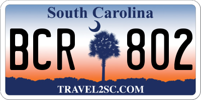 SC license plate BCR802