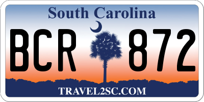 SC license plate BCR872