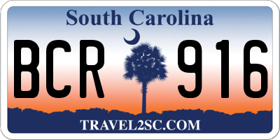 SC license plate BCR916