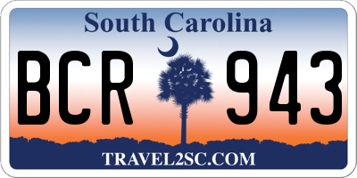 SC license plate BCR943