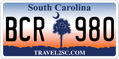SC license plate BCR980