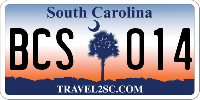 SC license plate BCS014