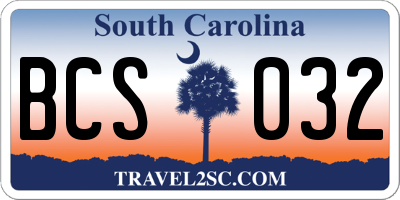 SC license plate BCS032