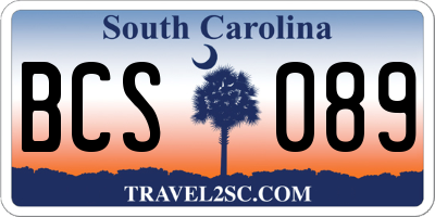 SC license plate BCS089