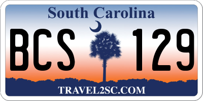 SC license plate BCS129