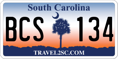 SC license plate BCS134