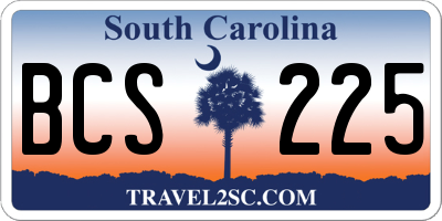 SC license plate BCS225