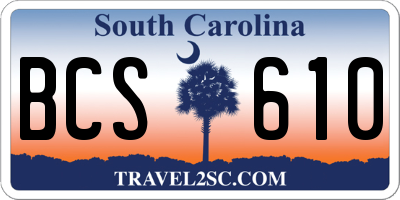 SC license plate BCS610