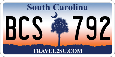 SC license plate BCS792