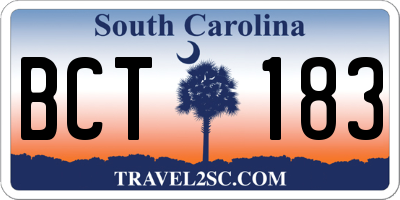 SC license plate BCT183
