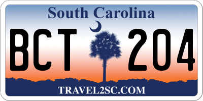 SC license plate BCT204