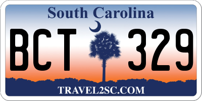 SC license plate BCT329
