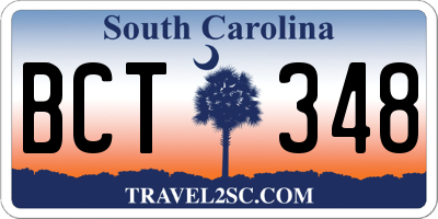SC license plate BCT348