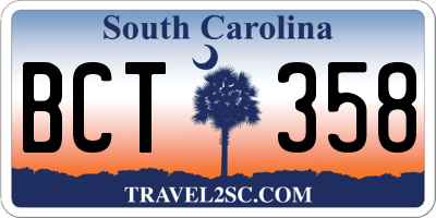 SC license plate BCT358