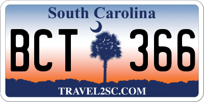 SC license plate BCT366