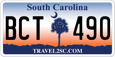 SC license plate BCT490